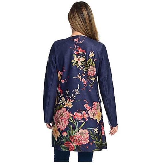 Solitaire Women’s 1X Floral Embroidered Bluw Two Button Jacket Boho Chic NWT - Picture 2 of 7